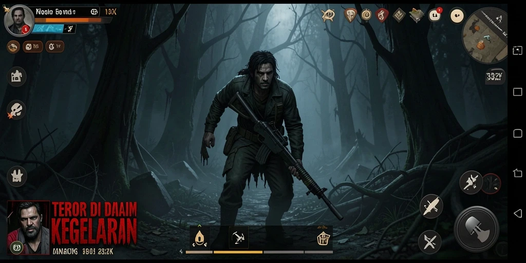 Tampilan gameplay menyeramkan di dunia 33ZK yang gelap.