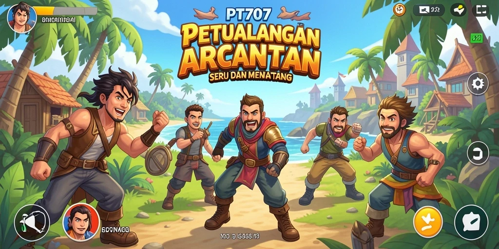 Tampilan gameplay PT707 dengan aksi seru dan ramai.
