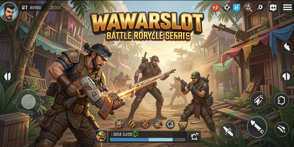 Tampilan gameplay WAWARSLOT dengan aksi Battle Royale yang mendebarkan.